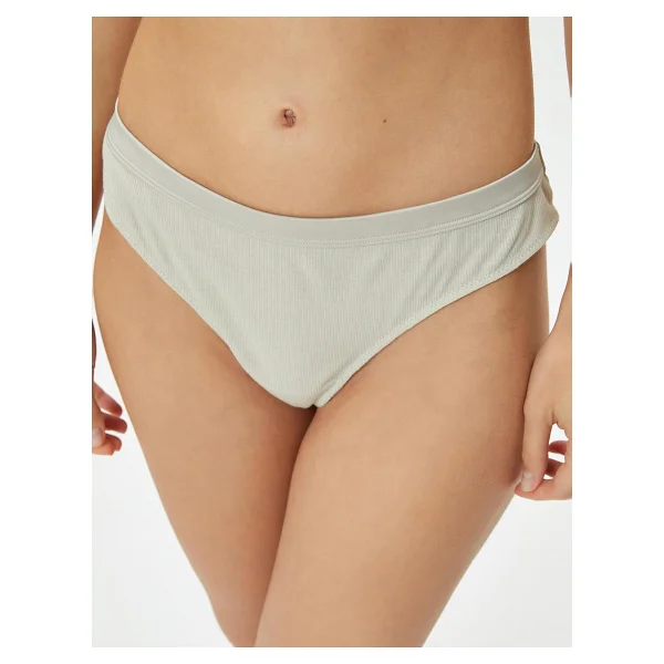 Koton Kadın Normal Bel Kumaş Detaylı Brief Külot, Gri (035), XS - Görsel 5