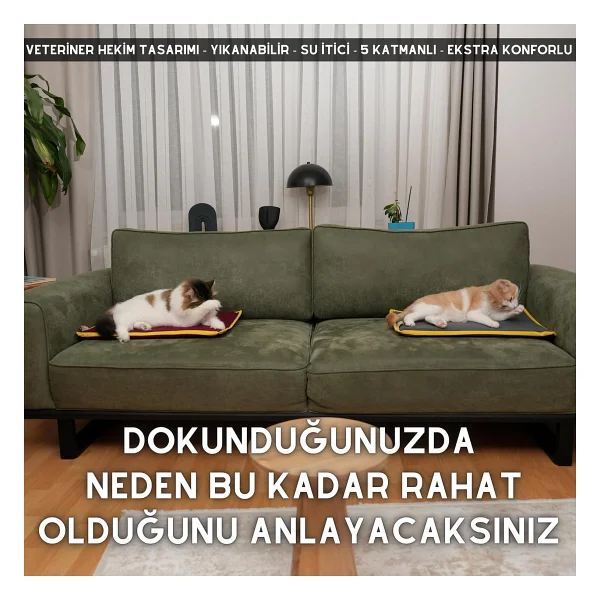 Pawdaz Serin (60x40cm) - 4 Mevsim Kedi/ Köpek Matı, Sıcak Veya Soğuk Kullanılabilen Minder Yatak - Görsel 5