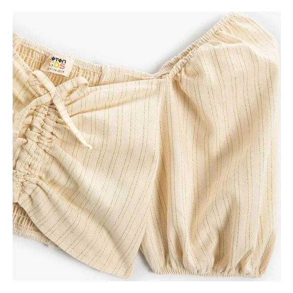 Koton Crop Bluz Fiyonklu Balon Kollu Büzgü Detaylı - Görsel 3