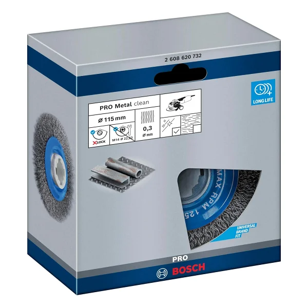 Bosch Professional Accessories cam fırçası, dalgalı tel Clean (metal için, X-LOCK, Ø 115 mm, tel kalınlığı 0,3 mm) - Görsel 2