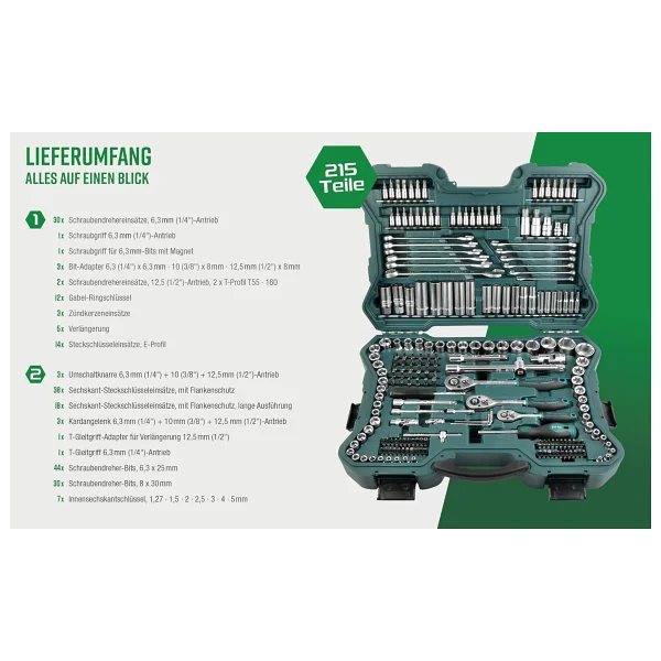 Mannesmann 98430 215 Parça Metrik Profesyonel Lokma Anahtar Takımı - Görsel 5