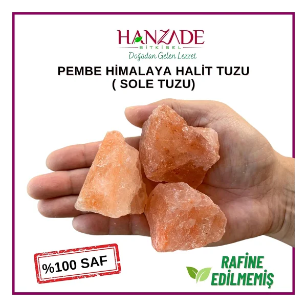 Hanzade Bitkisel Halit Tuz Sole Tuzu 500 Gr Şeffaf Berrak Kristal Pembe Himalaya Halit Sole Tuzu - Görsel 2