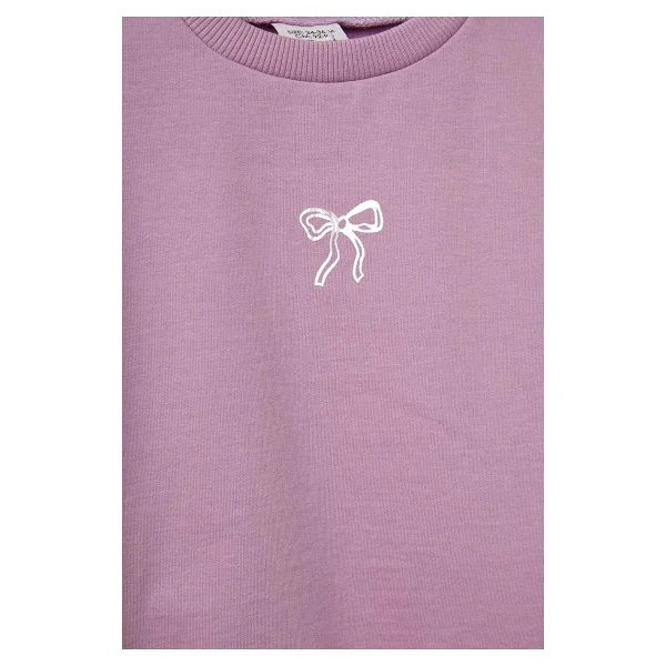 DeFacto Kız Bebek Bisiklet Yaka Baskılı İçi Yumuşak Tüylü Sweatshirt - Görsel 2