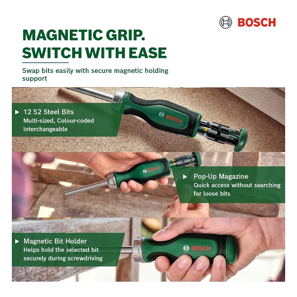 Bosch 1600a02bx2 12 Parça Cırcırlı Tornavida Seti - Görsel 5