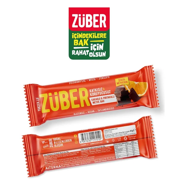 Züber Kakaolu ve Portakallı Meyve Bar 40g x 12 Adet - Görsel 4