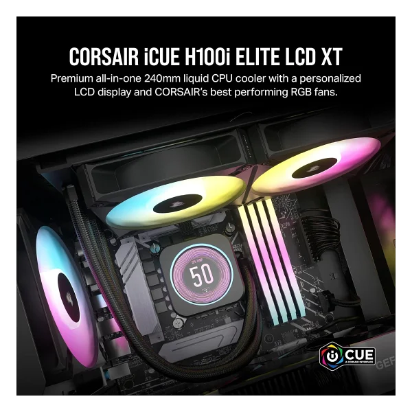 Corsair iCUE H100i Elite LCD XT CW-9060074-WW 240 mm İşlemci Sıvı Soğutucu - Görsel 3