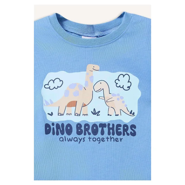 DeFacto%100 Pamuk Dinozor Baskılı 2'li Pijama Takımı Erkek Bebek - Görsel 8