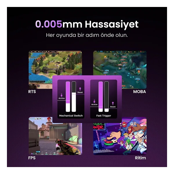 Gravastar Mercury V75 He Siyah RGB %75 Tkl Magnetic Switch Kablolu Mekanik Oyuncu Klavyesi - Görsel 6