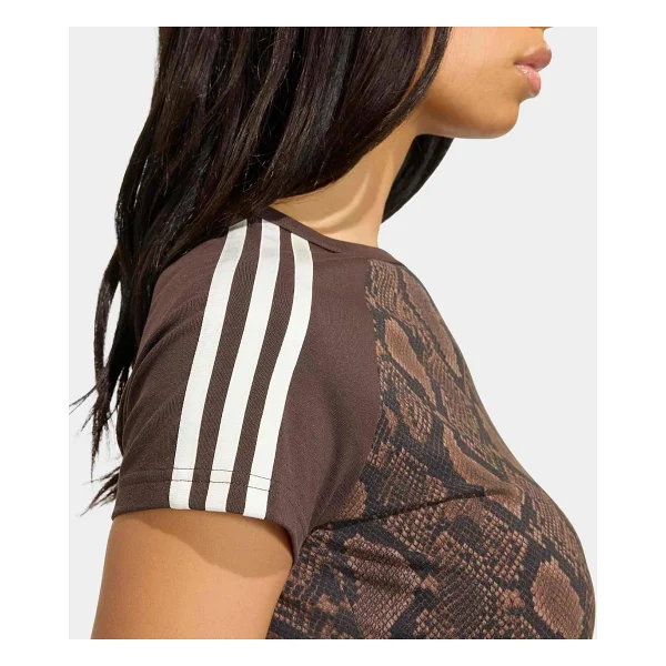 Adidas Snake Print Cali KX1889 Kahverengi Kısa Kollu Bisiklet Yaka Kadın Tişört - Görsel 5