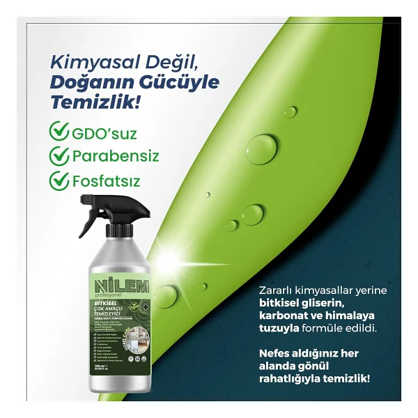 Nilem Profesyonel Bitkisel Çok Amaçlı Temizleyici Leke Çıkarıcı 750 ml - Görsel 2