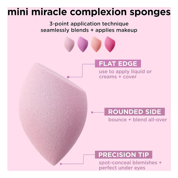 Real Techniques Real Techniques 4 Mini Miracle Complexion Sponges - 4 lü Makyaj Süngeri 1 Paket (1 x 1 Adet) - Görsel 3