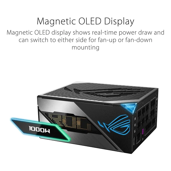 Asus ROG-Thor-1000P3 1000W 80+ Platinum Manyetik OLED Ekran Power Supply PCI-E 5.0 - Görsel 7