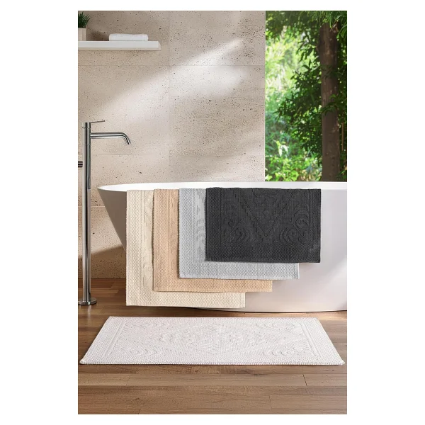 Soley Soley Violeta 2'li Banyo Paspas Seti Kaymaz Taban %100 Pamuk 60x100 - 50x60 cm - Görsel 4