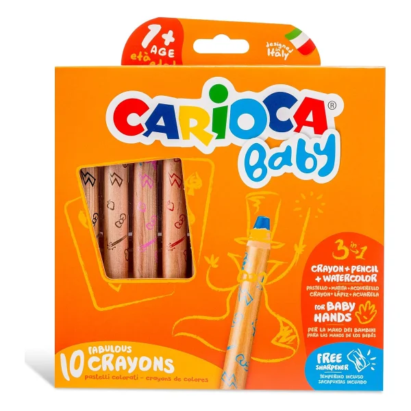Carioca Baby 3 İn 1 Ahşap Gövdeli 6'lı Jumbo Kuru Boya Seti - Görsel 7