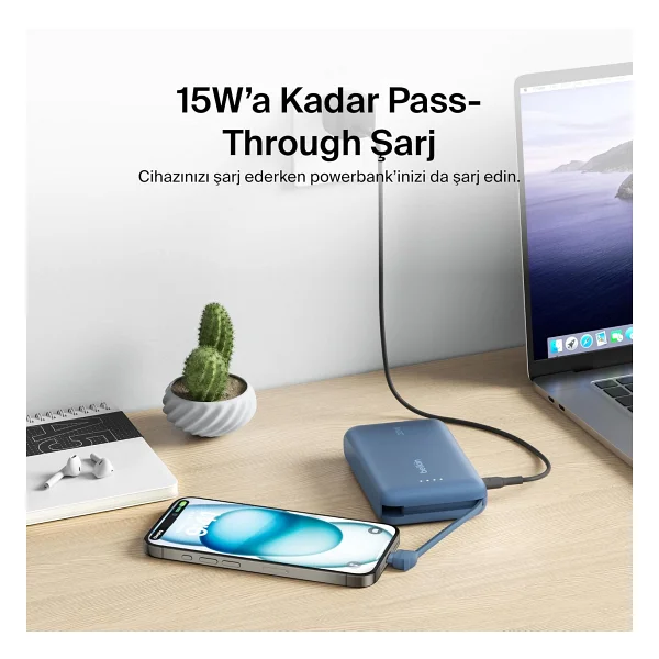 Belkin Boostcharge Power Bank, Entegre Kablolu Taşınabilir Şarj Cihazı 10k Pd 20w - USB-C Güç Dağıtımı, iPhone Power Bank iPhone 16 Serisi, iPad Pro, Galaxy S24 Ve Daha Fazlası İçin Hızlı Şarj - Görsel 8