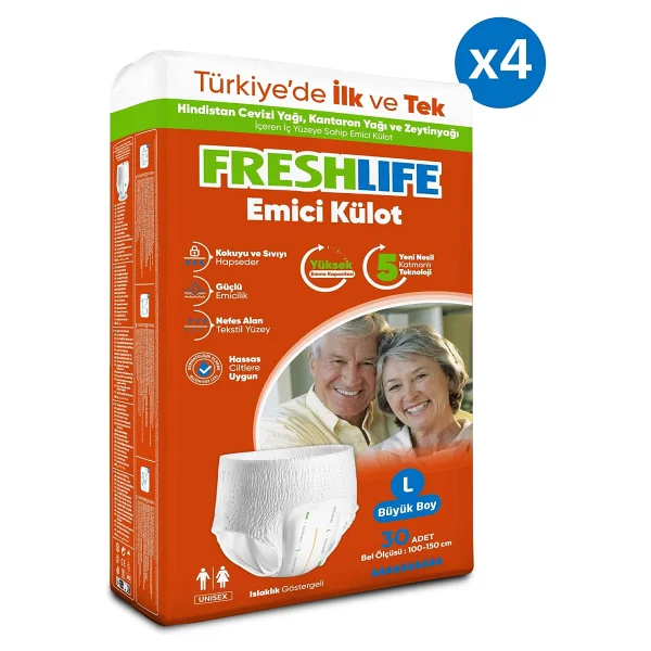 Freshlife Emici Külot Büyük Boy L 30'lu 4 Adet Hasta Bezi - Görsel 3