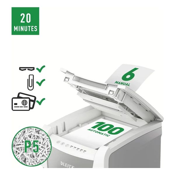 Leitz Iq Autofeed Office 100 P5 Evrak İmha Makinesi - Görsel 3