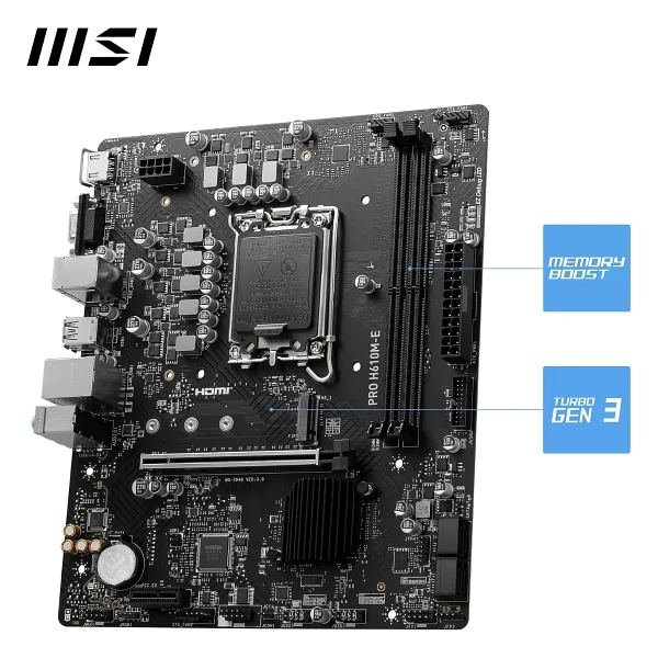 MSI Pro H610M-E 2xDDR5 VGA/HDMI 1xM.2 1xGLAN 1700P Anakart - Görsel 3