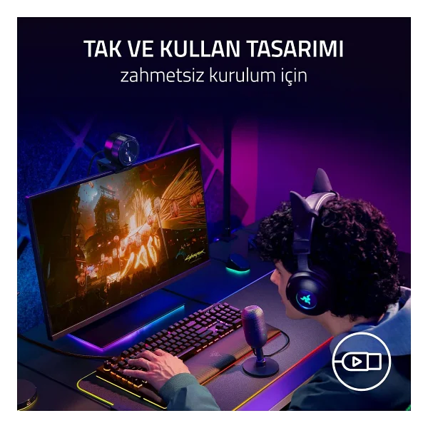 Razer Seiren V3 Mini Ultra Kompakt Beyaz USB Mikrofon - Görsel 6