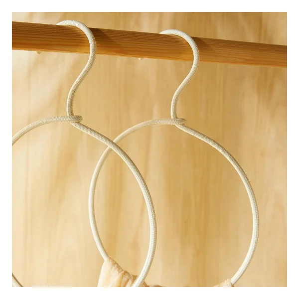 Ocean Home Textile 4'lü Halka Ekru Renk Kumaş Kaplı Metal Aksesuar Askısı 24.5 x 16 x 0.5 cm - Görsel 5