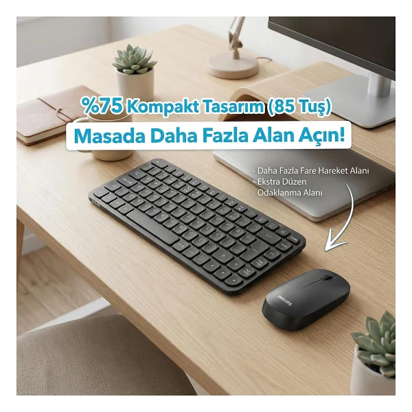 Philips Spt6338 Kablosuz Klavye Mouse Seti - Görsel 8