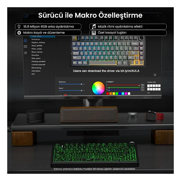 Aula F75 RGB %75 Tkl Seiya Switch Kablolu/Kablosuz Mekanik Oyuncu Klavyesi - Görsel 4