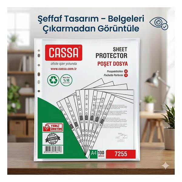 Cassa Eco 30 Mikron 100'lü A4 Poşet Dosya - Görsel 4