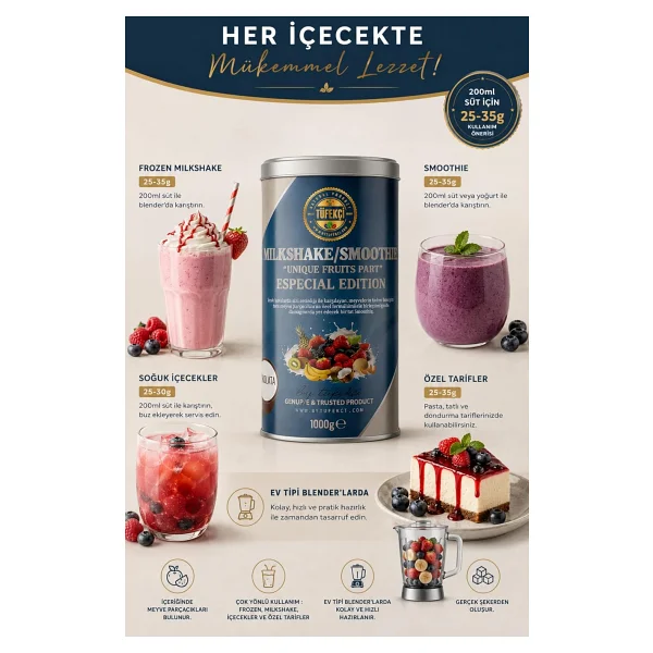 By Tüfekçi Mango 1000 gr Milkshake ve Smoothie İçecek Tozu - Görsel 2