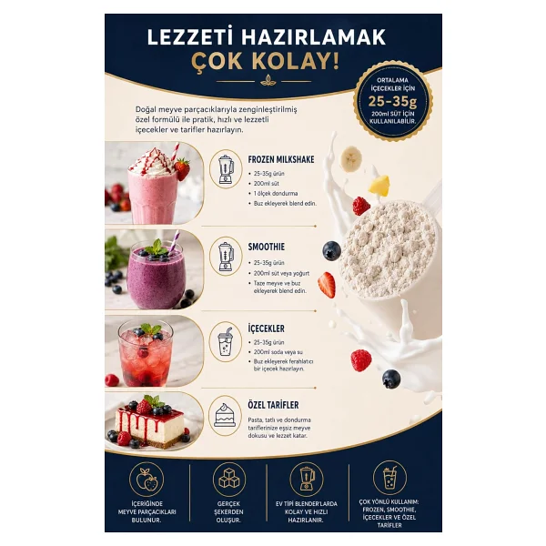 By Tüfekçi Mango 1000 gr Milkshake ve Smoothie İçecek Tozu - Görsel 4