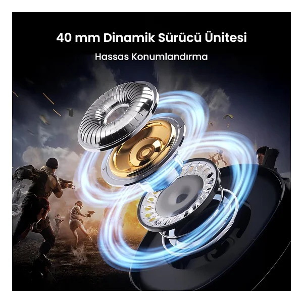 Aula G7 Pro Siyah RGB Kablolu/Kablosuz Kulak Üstü Oyuncu Kulaklığı - Görsel 9