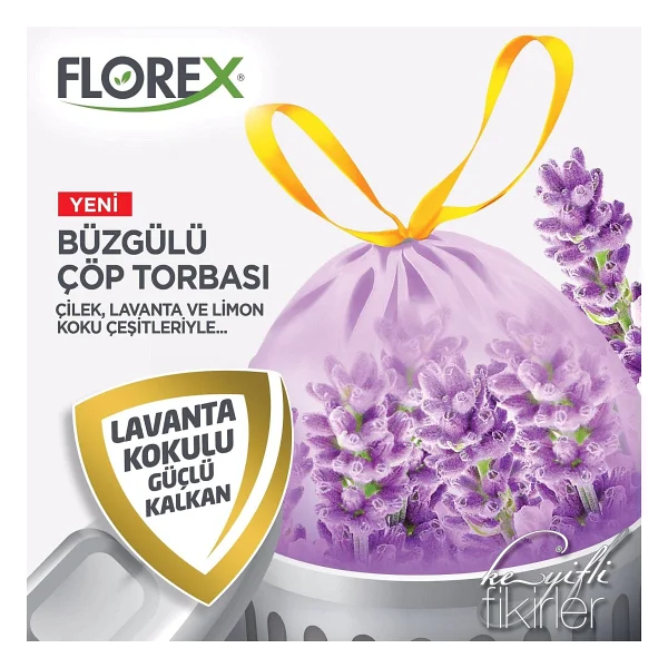 Florex Lavanta Kokulu Büzgülü Büyük Boy Çöp Poşeti 10'lu 5 Adet - Görsel 4