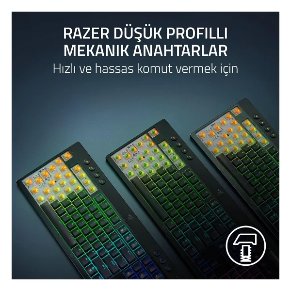 Razer Blackwidow V4 Low Profile RGB Tkl Green Switch Kablolu/Kablosuz Mekanik Oyuncu Klavyesi - Görsel 2