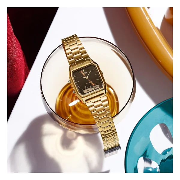 Casio Standart Aq-230ga-5amqydf Çelik Kordon Altın-Siyah Kol Saati - Görsel 2