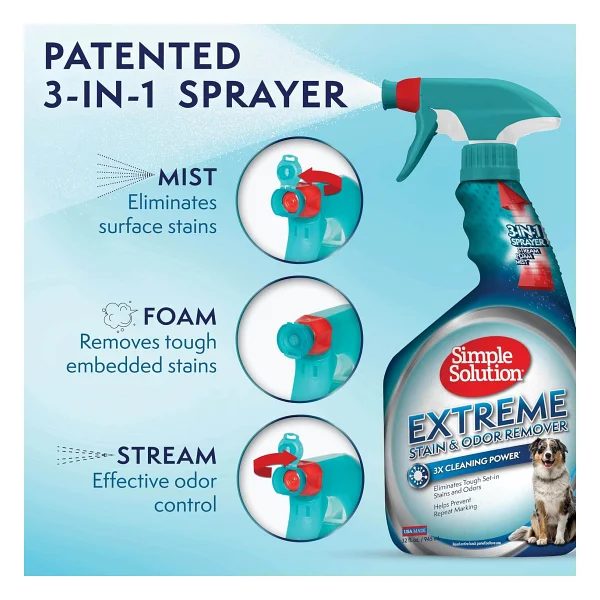 Simple Solution Extreme 3 Kat Etkili 945 Ml Köpekler İçin Leke Ve Koku Giderici Sprey - Görsel 5