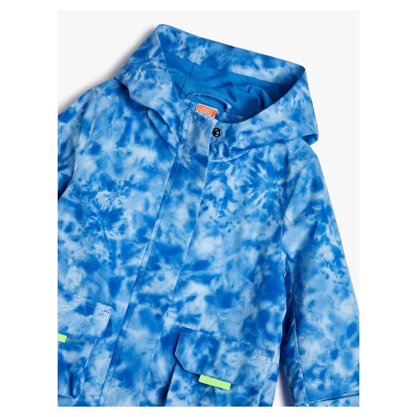Koton 4SMB20003TW Mavi Batik Desenli Kapüşonlu Erkek Bebek Mont - Görsel 3
