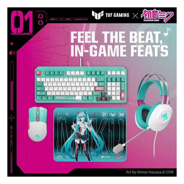 Asus Tuf Gaming H1 Gen Iı Hatsune Miku Edition 7.1 USB Kablolu Kulak Üstü Oyuncu Kulaklığı - Görsel 7