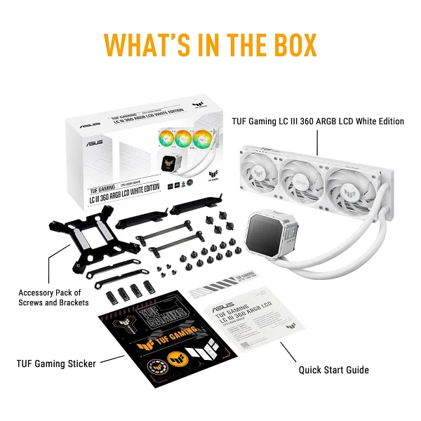 Asus Tuf Gaming Lc Iıı 360 Argb Lcd White Edition 360 Mm İşlemci Sıvı Soğutucu - Görsel 6