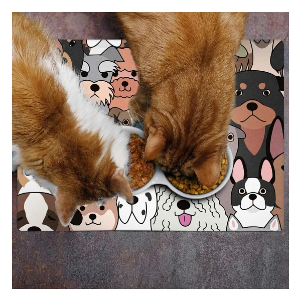 Monnhein Mama ve Su Evcil Hayvan Beslenme Matı, Kolay Temizlenen Emici Su Geçirmez Kumaş, Küçük Orta Boy ve Büyük Kedi ve Köpekler için Dayanıklı Köpek Kedi Paspas (40x60, Renkli Köpekler) - Görsel 7