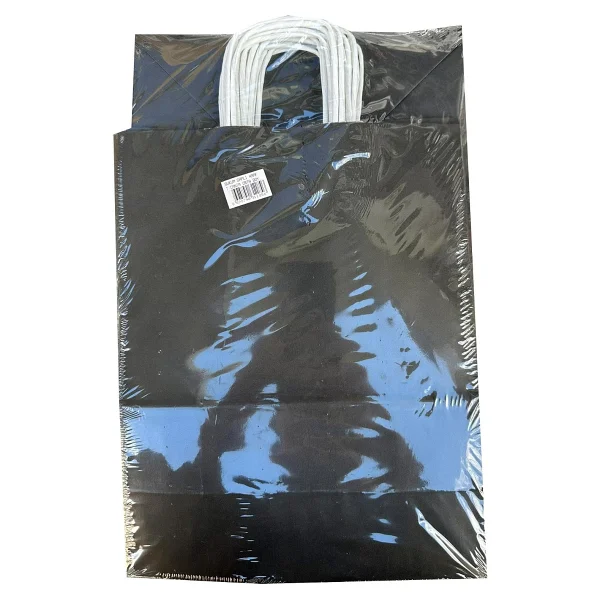 Büküm Saplı Kraft Kağıt Çanta Karton Hediyelik Poşet Torba - Siyah - 18x24 Cm. - 5 Adetlik Paket - Görsel 2