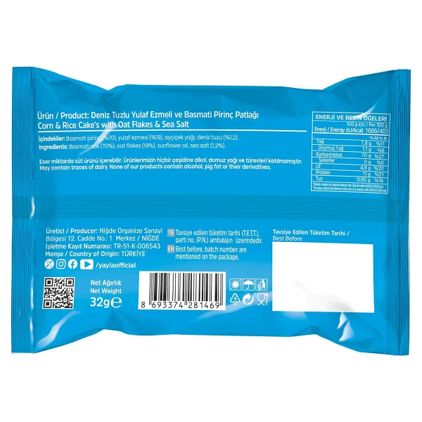 Yayla Popnays Deniz Tuzlu ve Yulaflı Basmati Pirinç Patlağı 32 gr - Görsel 2