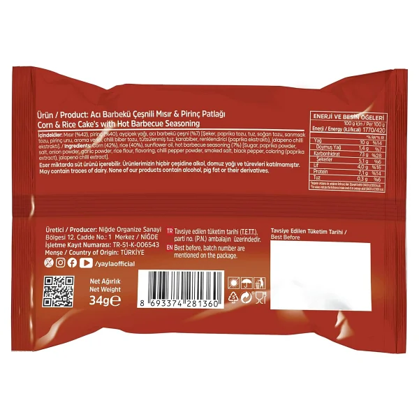 Yayla Popnays Acı Barbekü Mısır ve Pirinç Patlağı 34 gr - Görsel 2