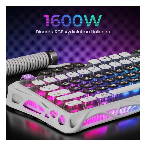 Gravastar Mercury V75 He Siyah RGB %75 Tkl Magnetic Switch Kablolu Mekanik Oyuncu Klavyesi - Görsel 3