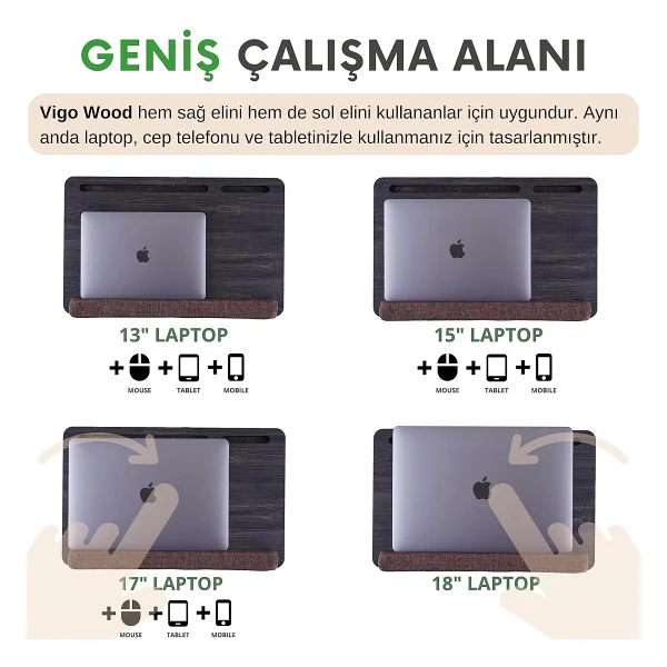 Vigo Wood LS021 Minderli 15,6" ve 17,3" Laptop Sehpası - Görsel 2