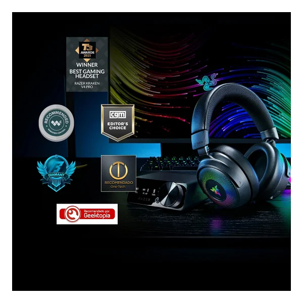 Razer Kraken V4 Pro Rz04-05160100-R3m1 RGB Kablolu/Kablosuz Kulak Üstü Oyuncu Kulaklığı - Görsel 2