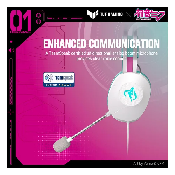 Asus Tuf Gaming H1 Gen Iı Hatsune Miku Edition 7.1 USB Kablolu Kulak Üstü Oyuncu Kulaklığı - Görsel 4