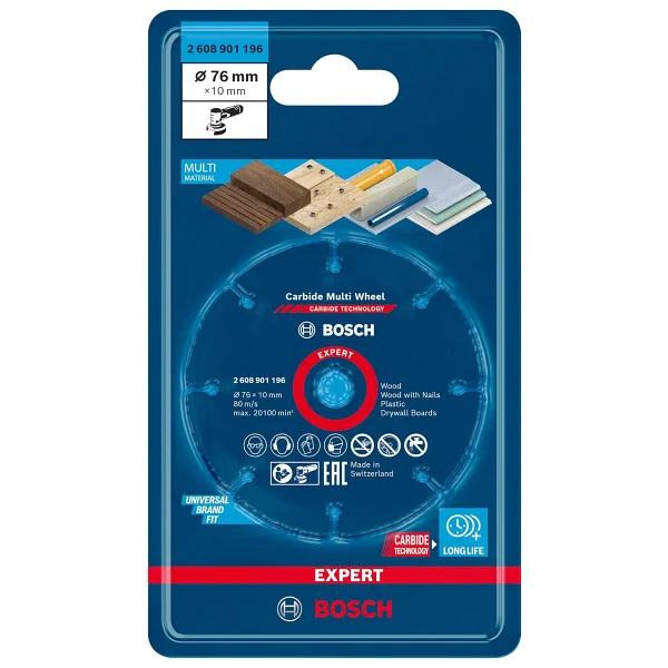 Bosch 1x EXPERT Carbide Multi Wheel Kesici Diskler (Sert ahşap, Çivili ahşap, Plastik, Alçıpan panel, Ø 76 mm, Aksesuar Mini Avuç Taşlama Makinesi) - Görsel 2