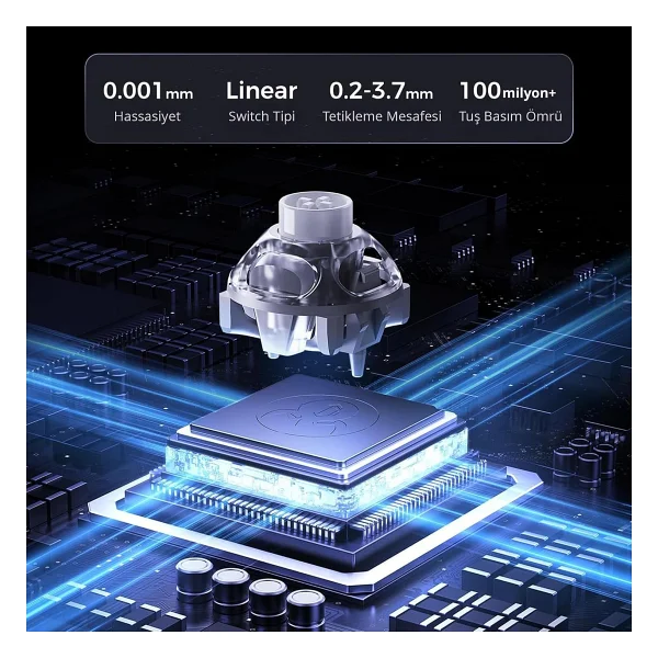 Gravastar Mercury V60 Pro Chrome Silver Deluxe Edition RGB %60 Tkl Ufo Magnetic Switch Kablolu Mekanik Oyuncu Klavyesi - Görsel 6