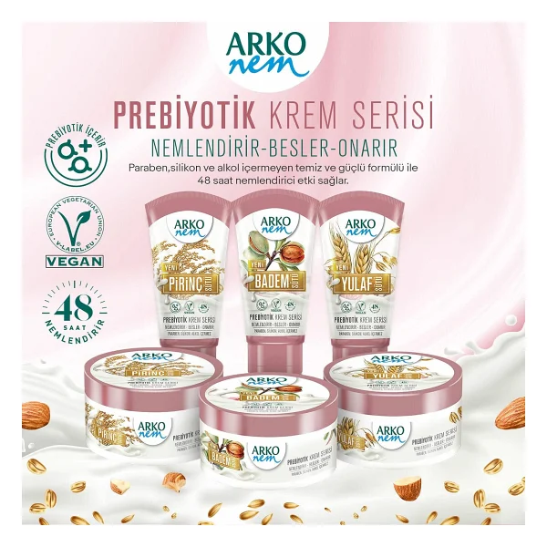 Arko Nem Prebiyotik Krem Serisi Pirinç Sütü 250 ml El ve Vücut Kremi - Görsel 5