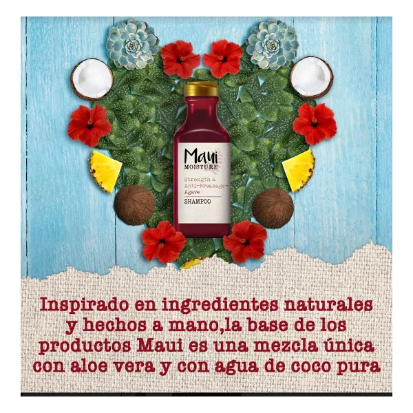 Maui Moisture Nem Dayanımı ve Kırılmayı Önleyici + Nemlendirici Agave Şampuan, Renk İşlem Görmüş veya Kimyasal Hasarlı Saçlar, Vegan, Silikon ve Paraben İçermez Sülfatsız Yüzey Aktif Maddeler, 13 fl o - Görsel 4