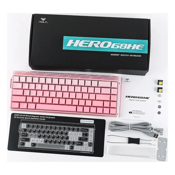 Aula Hero 68 He Pembe RGB %65 Tkl Black King Switch Kablolu Mekanik Oyuncu Klavyesi - Görsel 7